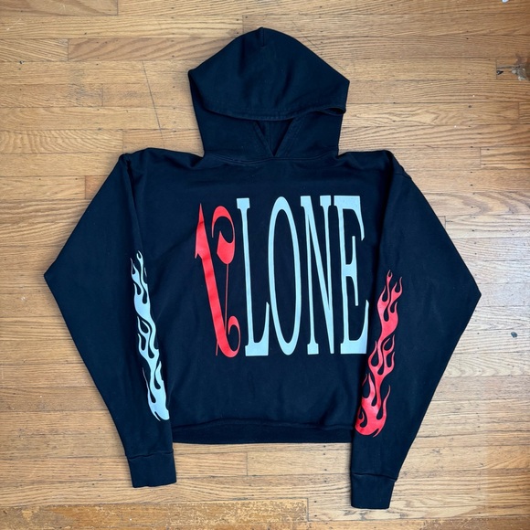 VLONE Other - VLONE Hoodie Black Red And White Cropped Fabric Style - PALM ANGELS